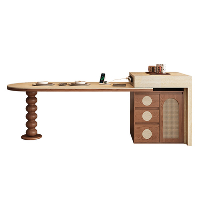 岛台餐桌一体可伸缩家用中古风