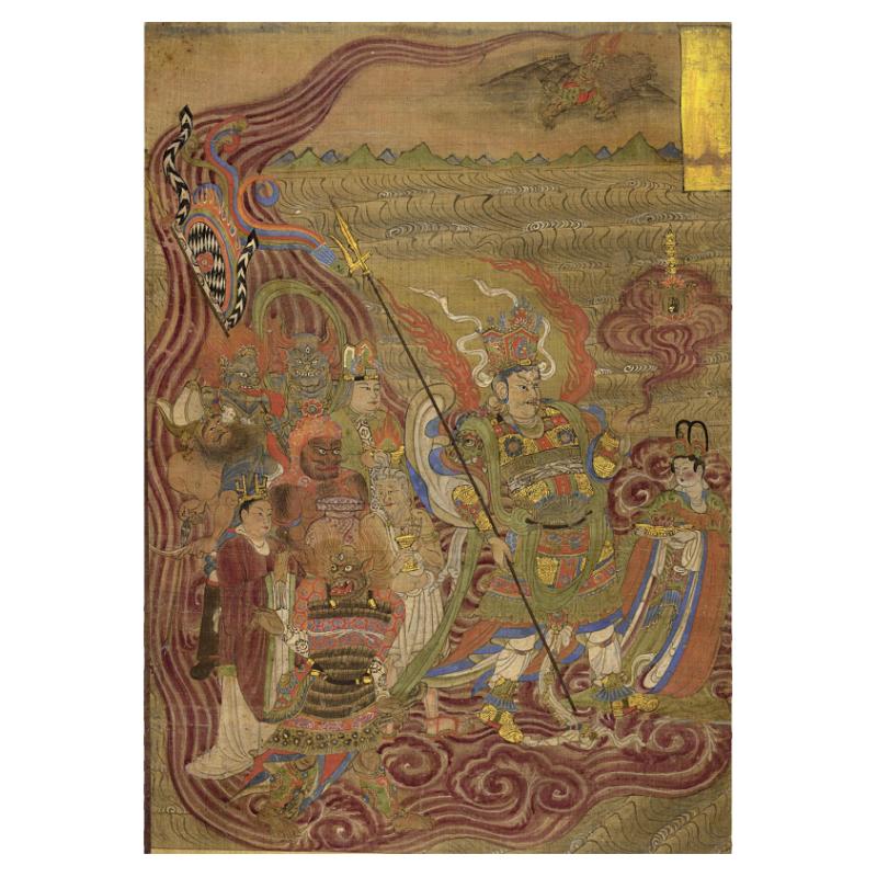 唐代绘画敦煌行道天王图佛画