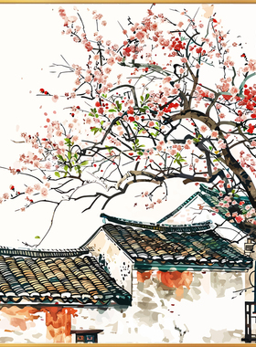 数字油画diy填充画画填色油彩画丙烯涂色手工手绘中式客厅装饰画