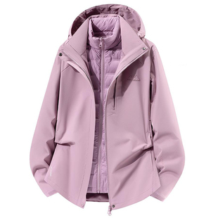 风雪狼羽绒服内胆冲锋衣女三合一可拆卸两件套防风保暖户外外套男