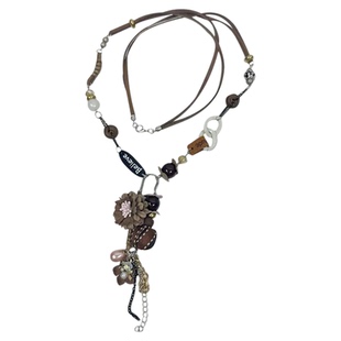 宵夜同款~新中式花朵串珠项链波西米亚民族风复古长款流苏毛衣链