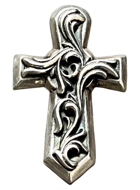 水滴十字架泰银做旧骷髅项链吊坠