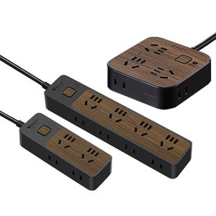 公牛插座排线板带线多孔木纹家用办公创意接拖线板快充usb装饰