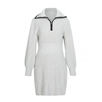 HeyDress复古polo领针织连衣裙