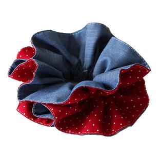 川野法式波点红色大肠发圈新款时尚百搭高弹力发绳发量多头饰发饰