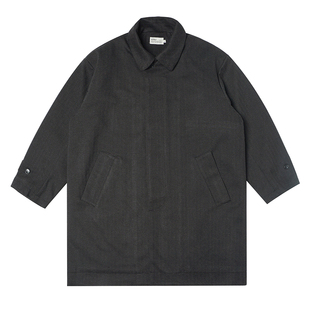 BUTTBILL日系复古中长款加厚毛呢大衣西装领棉服风衣秋冬呢子外套