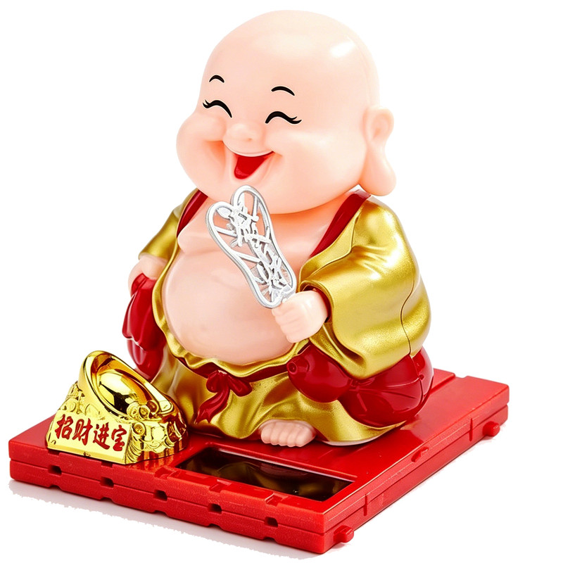 太阳能弥勒佛招财车载摆件