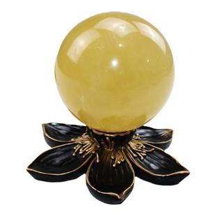 如鸿天然黄水晶球摆件方解石家居风水球办公桌桌面饰品发财礼品