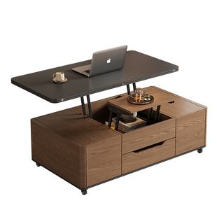 多功能升降茶几餐桌二合一两用客厅家用小户型可移动折叠实木茶桌