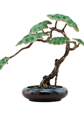 南初先生珐琅彩禅意迎客松摆件