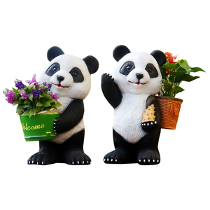 花园景观户外可爱熊猫花盆装饰品动物摆件幼儿园布置可爱仿真 
