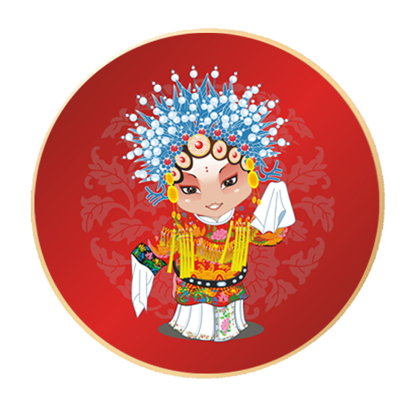 红色喜庆京剧戏曲脸谱圆形装饰画