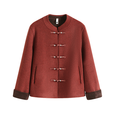 妈妈春装小香风双面呢短款外套