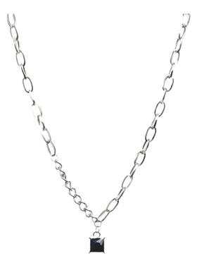 小方块简约项链锆石吊坠