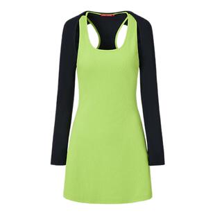 LEDIM WANG两件套黑绿撞色连衣裙女拼接显瘦针织裙小众设计高级感