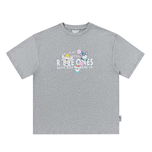 RTHEONES潮牌开心三小狗T恤短袖情侣男女纯棉新款夏季宽松半袖