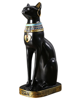 古典黑色埃及猫树脂摆件客厅卧室餐厅店铺装饰猫咪猫神可爱纪念品
