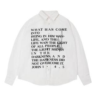 【特价清仓】GRKC吉尔卡克美式休闲白色衬衫潮牌秋季宽松长袖衬衣