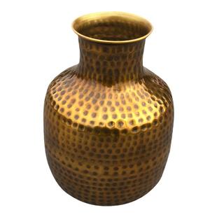 印度进口手工锤纹装饰花瓶摆件敲打仿古花器玄关柜金属加厚纯铜器