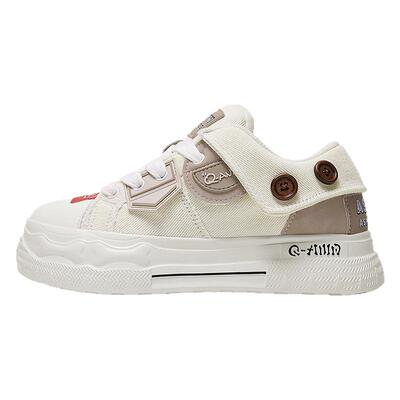 奇安达白色帆布鞋厚底增高大头鞋