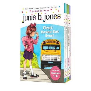 朱尼琼斯系列1-4册盒装英文原版Junie B. Jones First Boxed Set Ever儿童初级章节桥梁书蓝思值380-560L插图小说Barbara Park