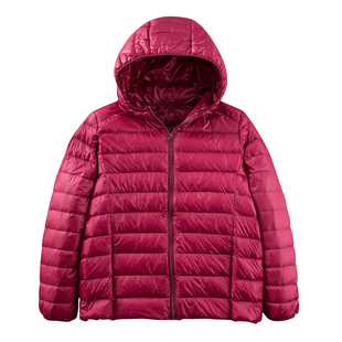 中老年轻薄款加肥加大码羽绒服小款连帽宽松胖妈妈装200斤外套冬