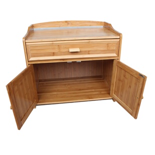 床头带门斗柜非实木现代简约竹制储物柜床边小柜卧室收纳柜