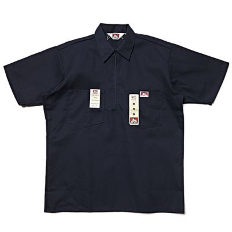 现货Ben Davis Half Zip Shirt短袖半开拉链工装衬衫帆布条纹