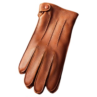 加拿大进口鹿皮手套男士高端原生态真皮手套骑车骑行加绒加厚冬