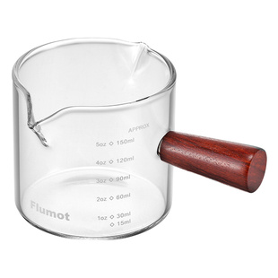 【自营】德国咖啡杯玻璃带刻度意式浓缩咖啡萃取量杯迷你木柄奶盅