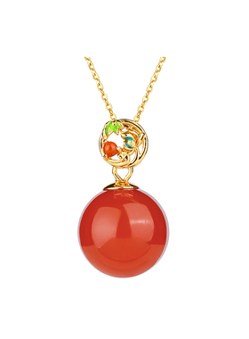 红玛瑙吊坠天然红色宝石项链