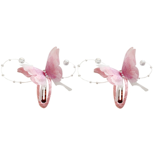 儿童超仙珍珠蝴蝶发夹2025新款森系公主前额发卡刘海碎发夹子头饰