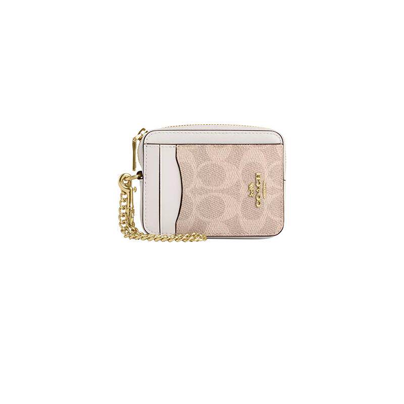 COACH/蔻驰钱包老花拼色链条包