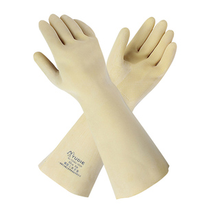 玉蝶乳胶手套工业耐酸碱40cm加厚耐磨工厂车间防化耐撕裂劳保手套