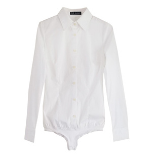 衬衫女新款2025春秋季新品欧美洋气三角裤纯棉连体裆衬衣修身