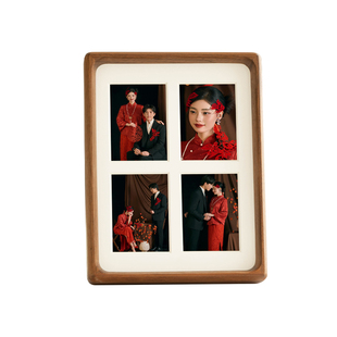 结婚纱照四宫格实木相框定制diy洗照片打印八6寸摆台装裱纪念礼物