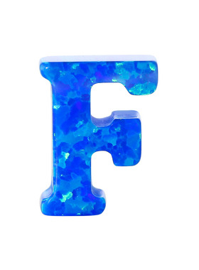 横穿孔字母F合成蛋白石蓝色OPAL仿欧珀澳宝首饰吊坠OP05
