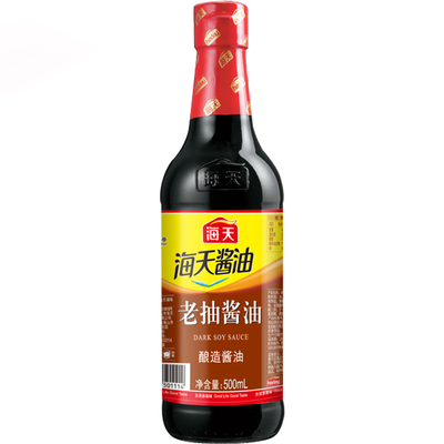 海天老抽酱油500ml/瓶家用炒菜凉拌生抽白灼提鲜醋酿造酱油调味料