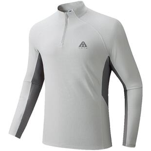 安踏大地之壳长袖T恤男款春季立领半拉链运动休闲上衣男宽松底衫