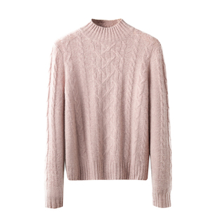 春竹2025秋冬新款100%山羊绒复古绞花半高领羊绒套衫毛衣羊绒衫11