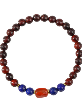 山川心语小叶紫檀南红青金手串