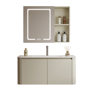 JOMOW加厚奶油铝浴室柜陶瓷洗脸盆柜组合卫生间一体收纳智能镜柜