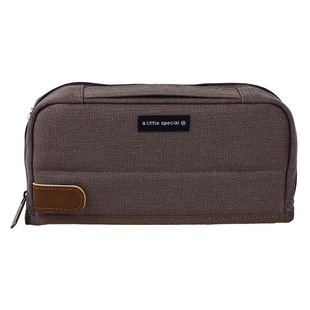 日本国誉一米新纯笔袋KOKUYO帆布多功能文具收纳袋分隔内拉锁网袋