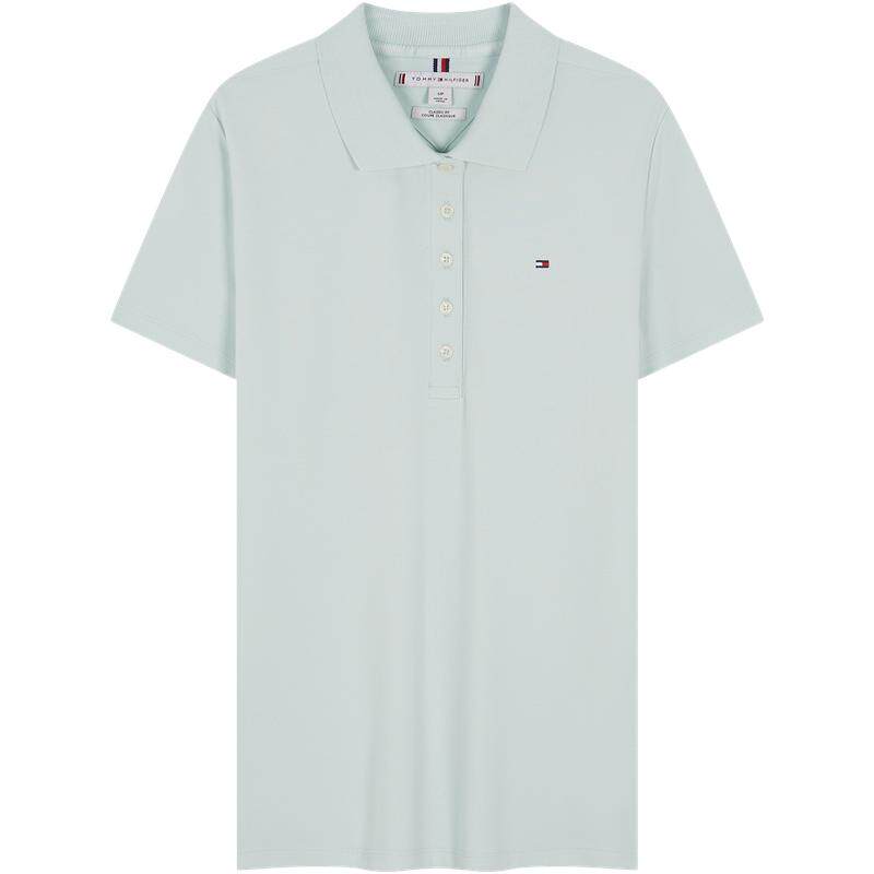 Tommy女装珠地网眼五粒扣POLO衫