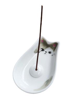 陶瓷日式猫咪香盘酱料碟香座香托