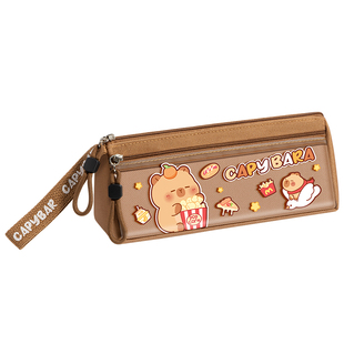 卡皮巴拉小学生笔袋ins风立体日系高颜值大容量文具盒男女生拉链款儿童双层多功能收纳文具创意可爱风文具袋