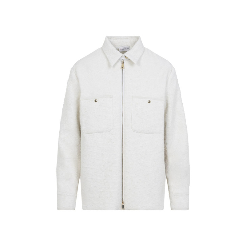 MONCLER 女士白色粗花呢羽绒拼接衬衫 26早春新款意大利代购 蒙口