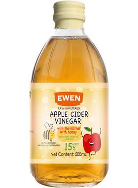 意文意大利原装进口苹果醋蜂蜜味原浆浓缩瓶装果汁500ml