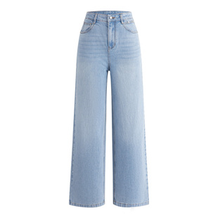 Navigare意大利小帆船2026春季新款直筒水洗牛仔裤女士浅色长裤子