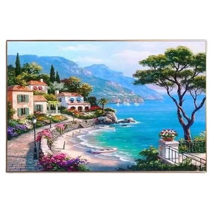 海港小镇十字绣蒙娜丽莎正品新款2022客厅卧室满绣主播同款